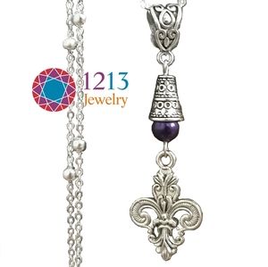 Handcreated Fleur De Lis Necklace on Sterling Silver Chain